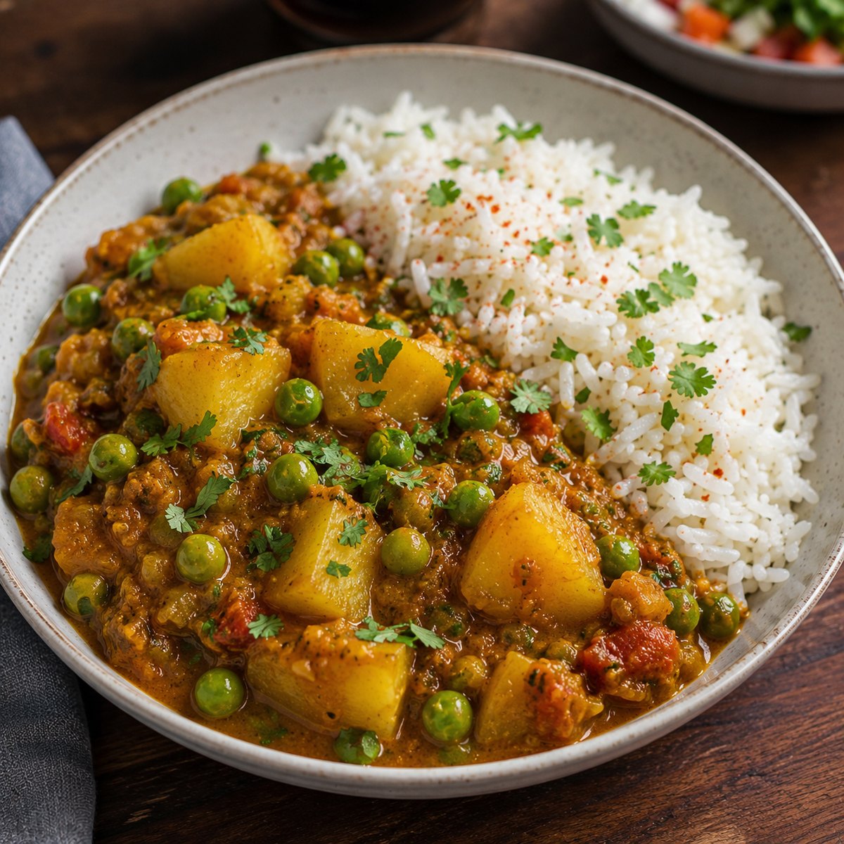 Aloo Mutter with rice
