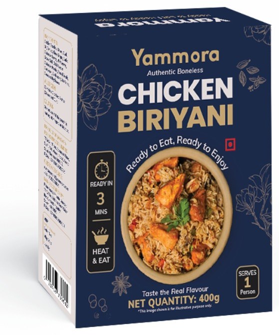Yammora Chicken Biriyani retort pack, ready to eat in 3 minutes