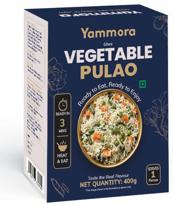 Yammora Ghee Vegetable Pulao retort pack, ready to eat in 3 minutes