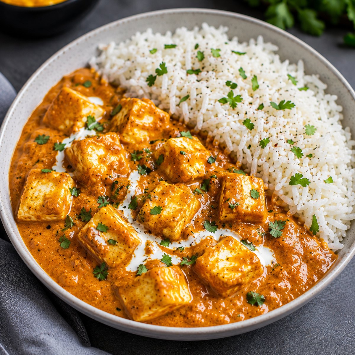Paneer Butter Masala with rice