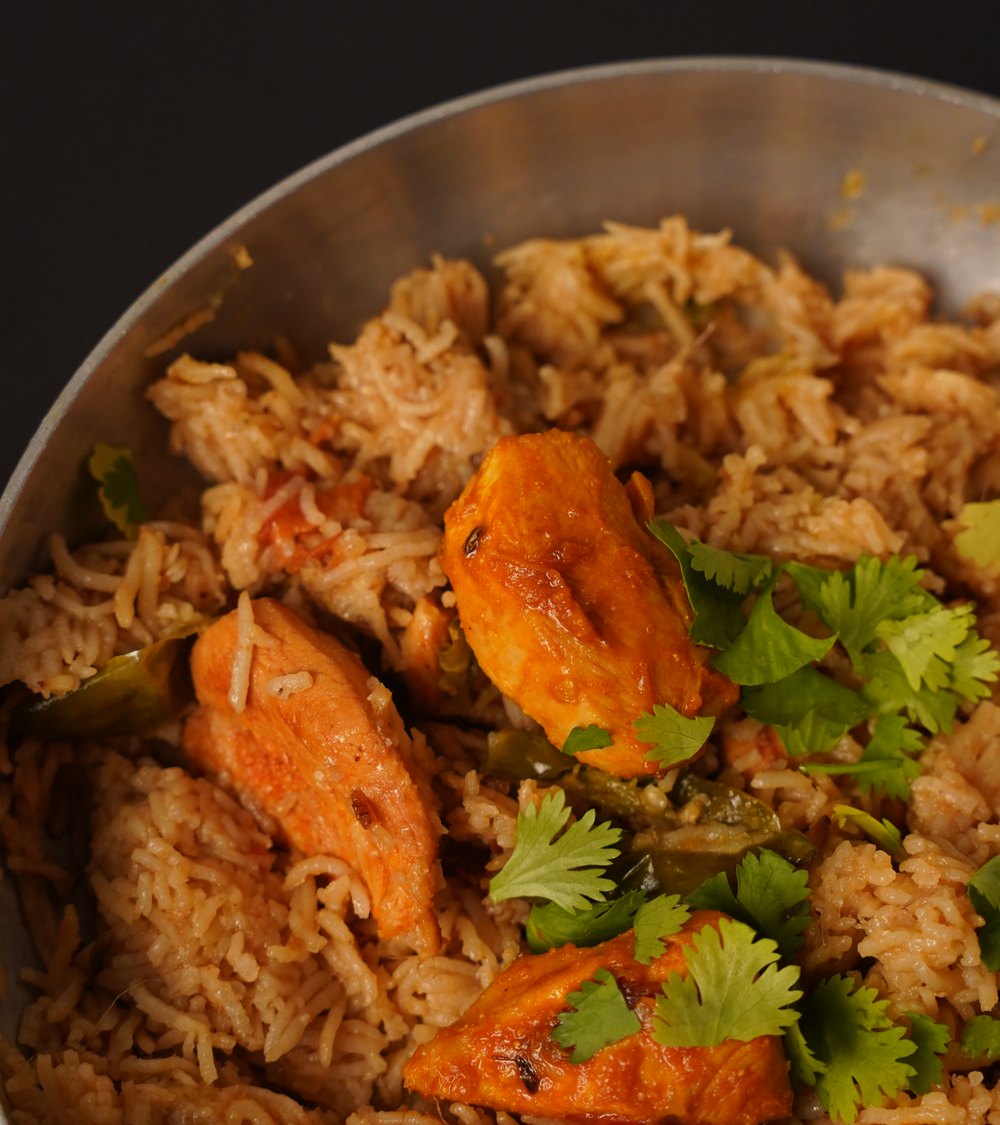 Yammora chicken biriyani heated and plated